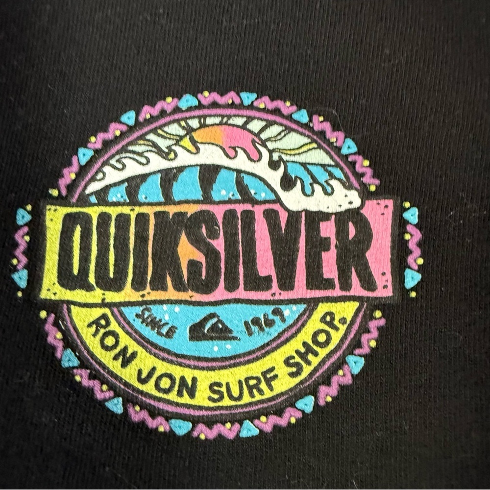 Quiksilver Ron Jon Collab Black Tee with Colorful Logo